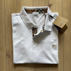 burberry men's white color polo t-shirt small